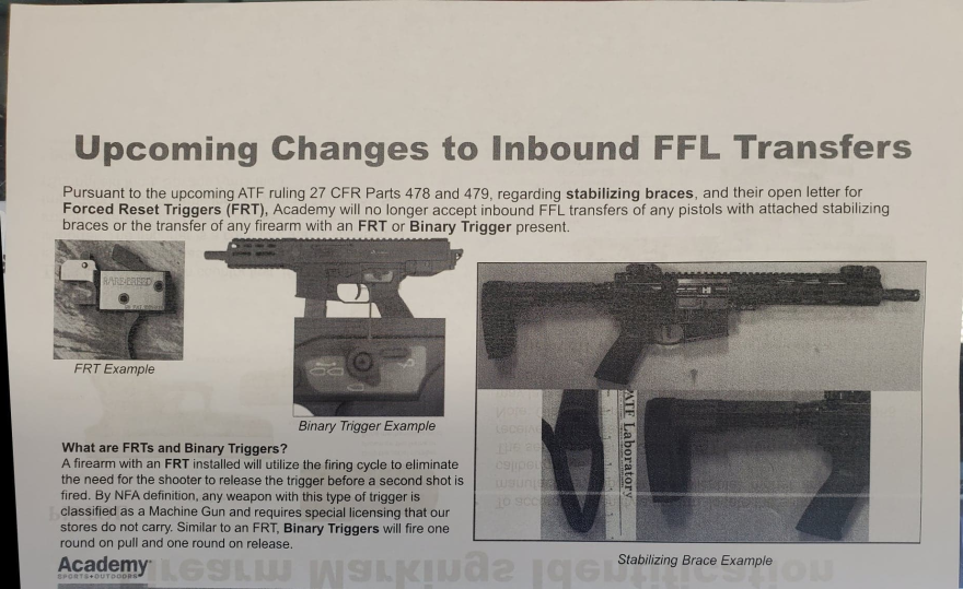 Picture of: Academy Sports is no longer doing transfers for pistol brace/FRT