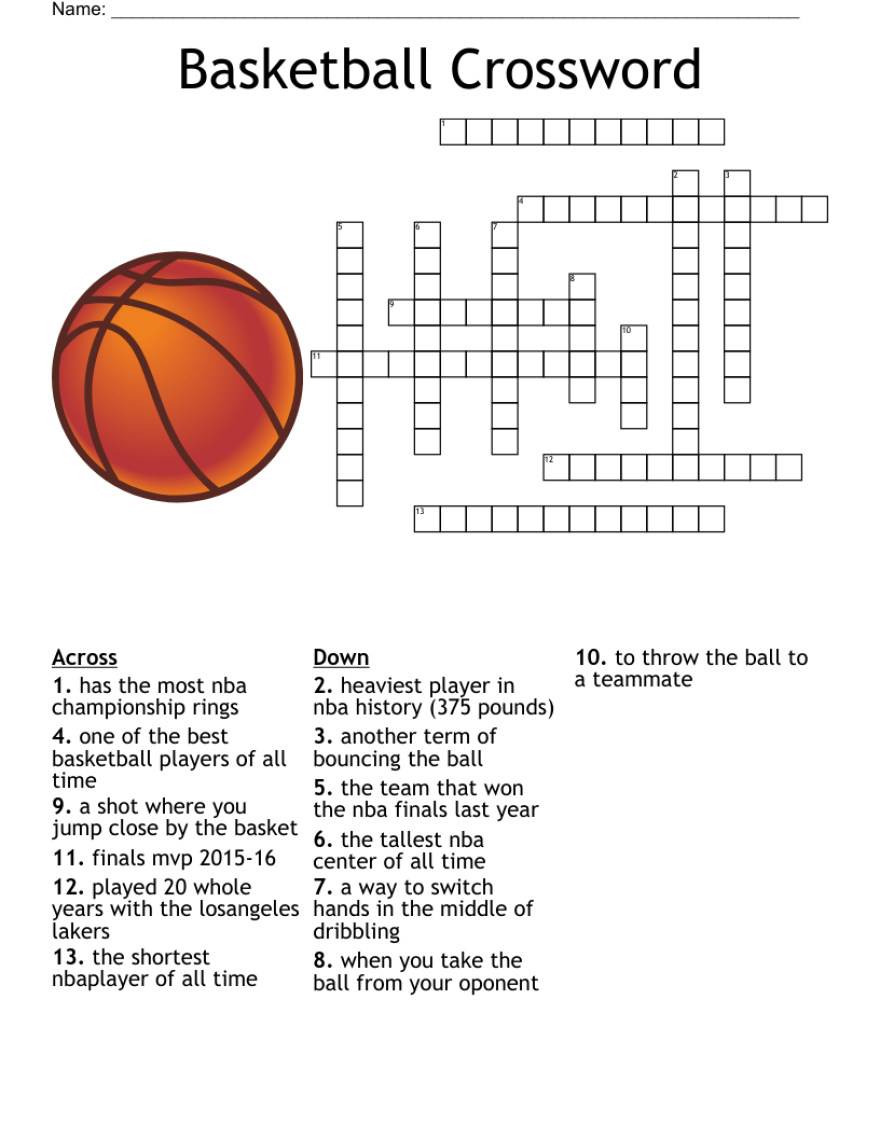 Picture of: Basketball Crossword – WordMint