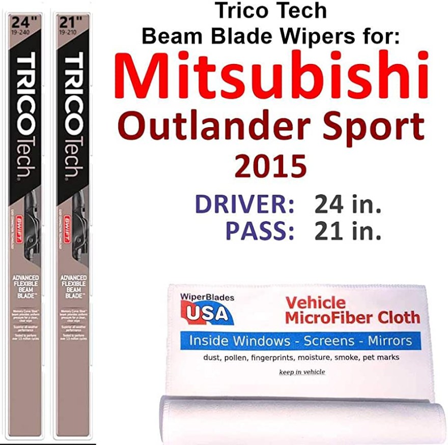 Picture of: Beam Wiper Blades for  Mitsubishi Outlander Sport Set Trico Tech Beam  Blades Wipers Set Bundled with MicroFiber Interior Car Cloth