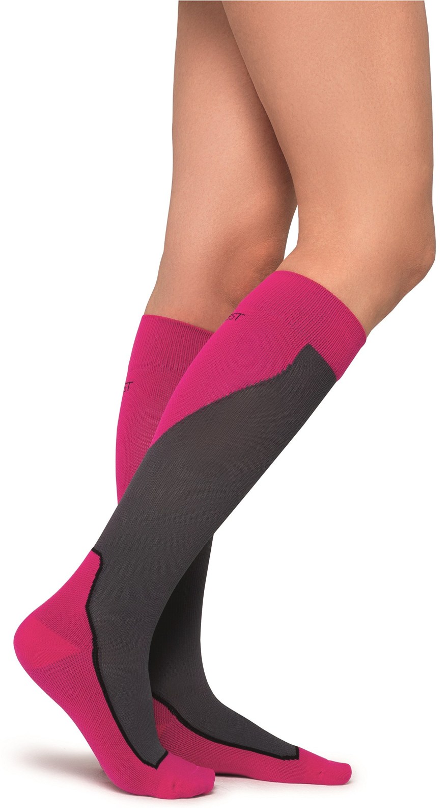 Picture of: JOBST Sport Knee High – mmHg Compression Socks, Pink/Grey, Small