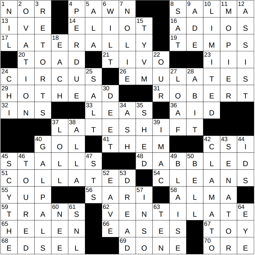 Picture of: – NY Times Crossword  Dec , Thursday – NYXCrossword