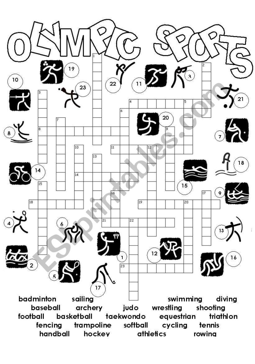 Picture of: Olympic Sports Crossword – ESL worksheet by me_fig