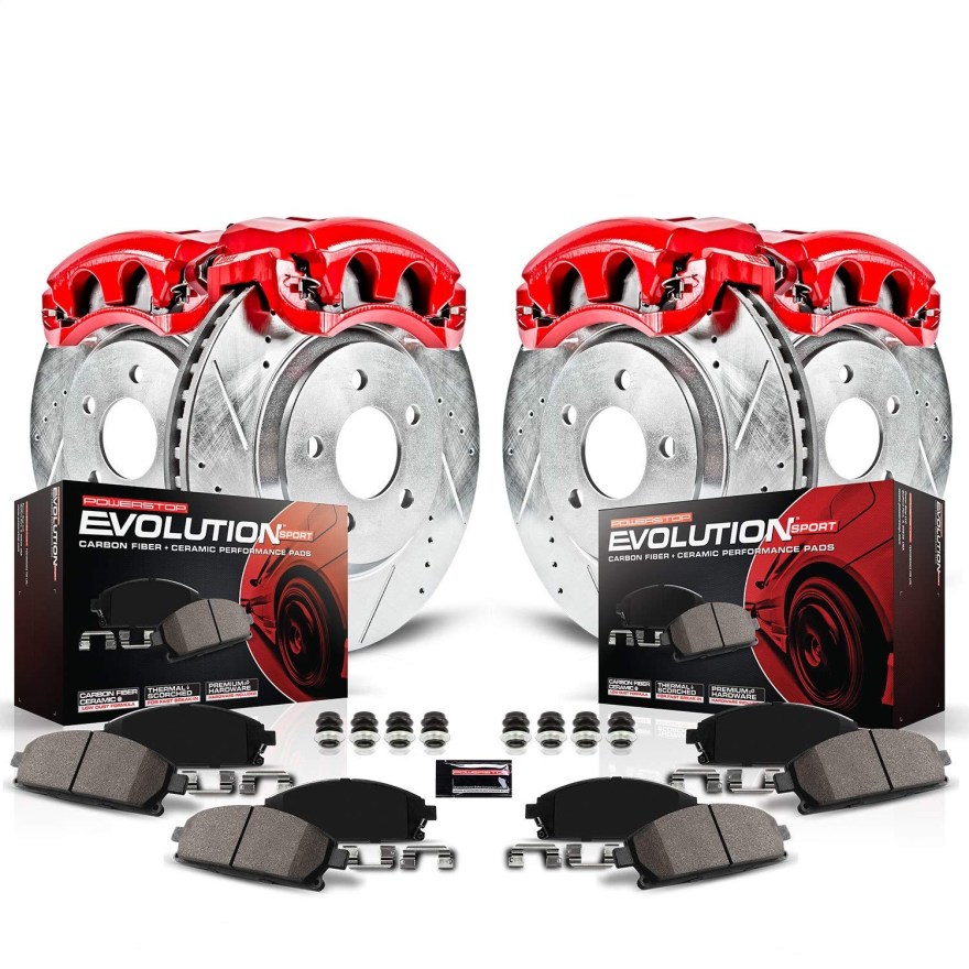 Picture of: Power Stop KC Z Evolution Sport -Click Brake Kit with Powder Coated  Calipers (Brake Pads, Drilled/Slotted Rotors)