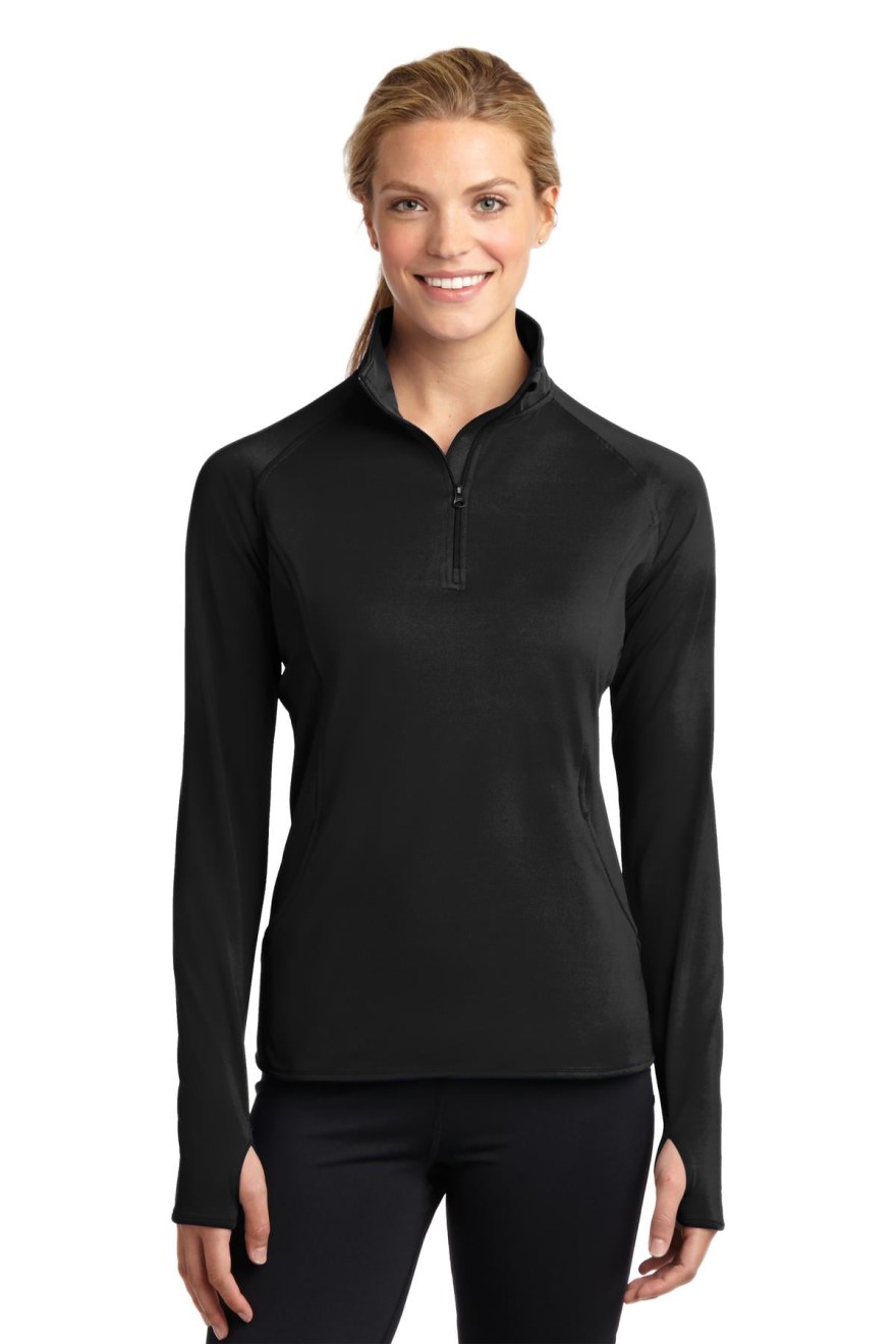 Picture of: Sport-Tek ® Ladies Sport-Wick ® Stretch /-Zip Pullover