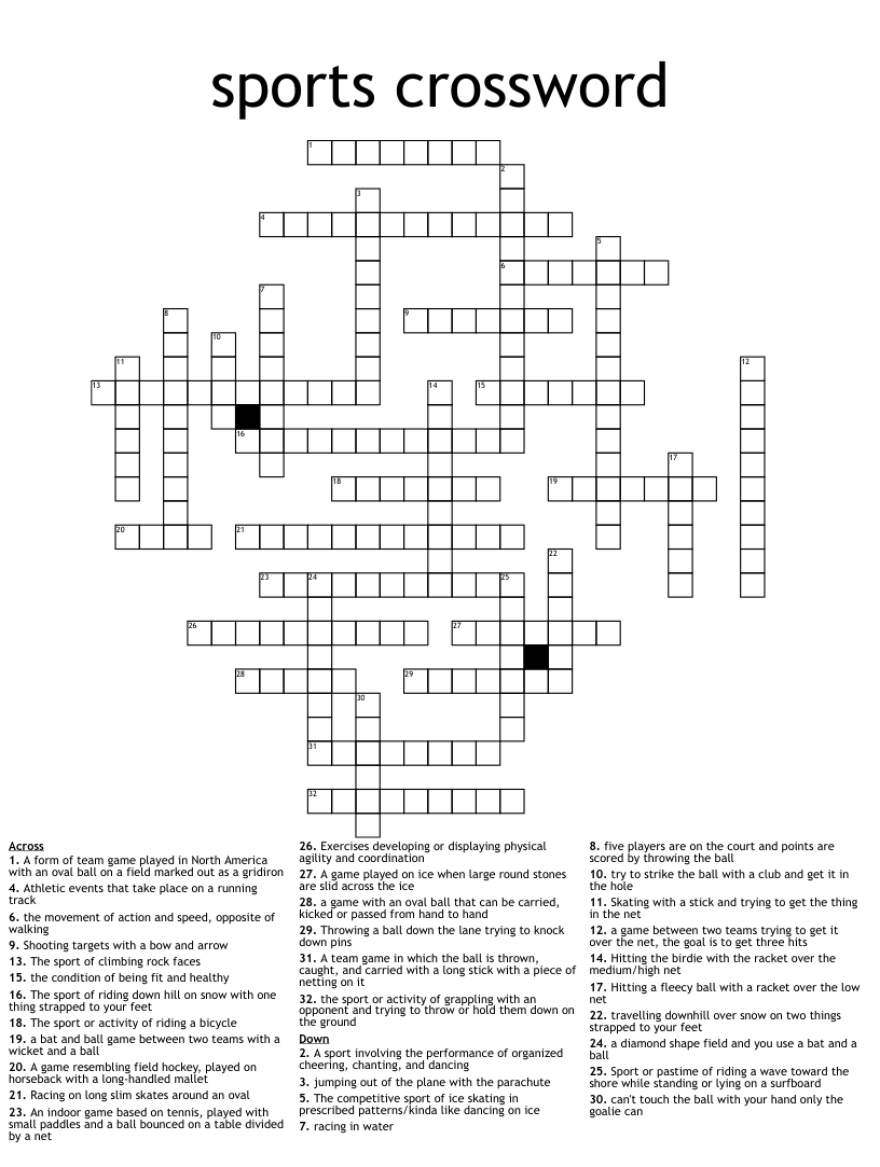 Picture of: sports crossword – WordMint