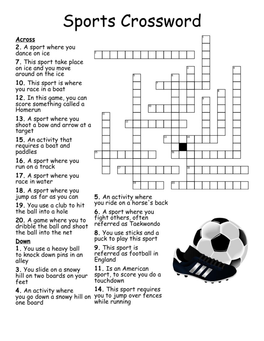 Picture of: Sports Crossword – WordMint