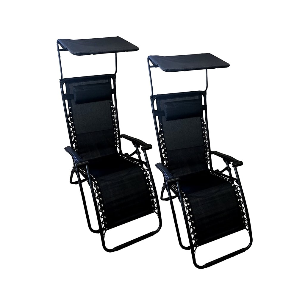 Picture of: World Famous Sports Zero Gravity Lounge Chair with Sunshade, Black