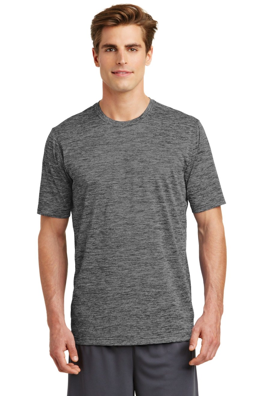 Picture of: Sport-Tek ST PosiCharge Electric Heather Tee – Gray-Black Electric