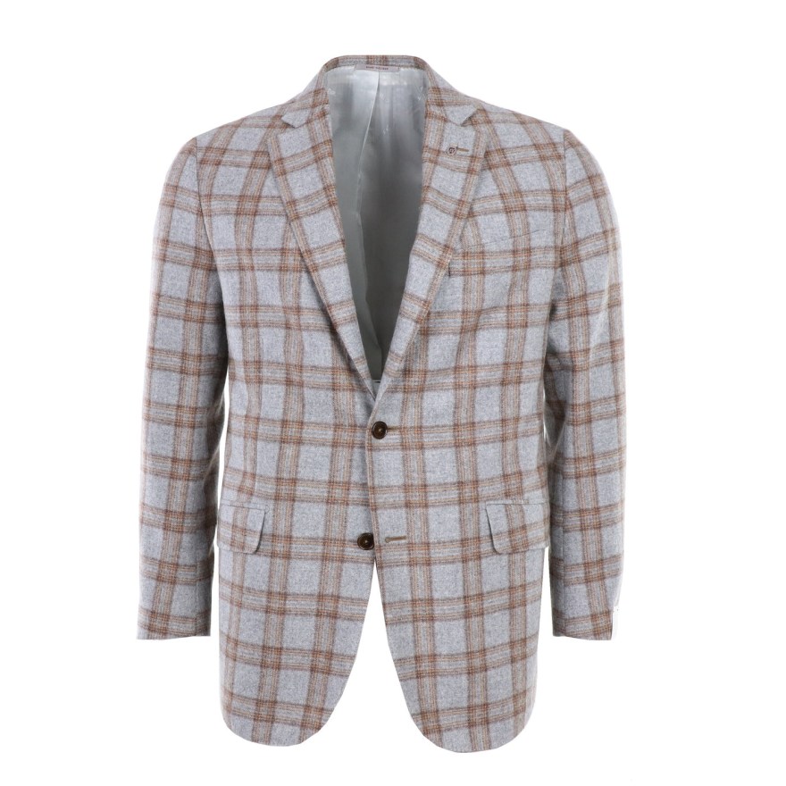 Picture of: Wool & Cashmere Plaid Sportcoat in Grey & Tan
